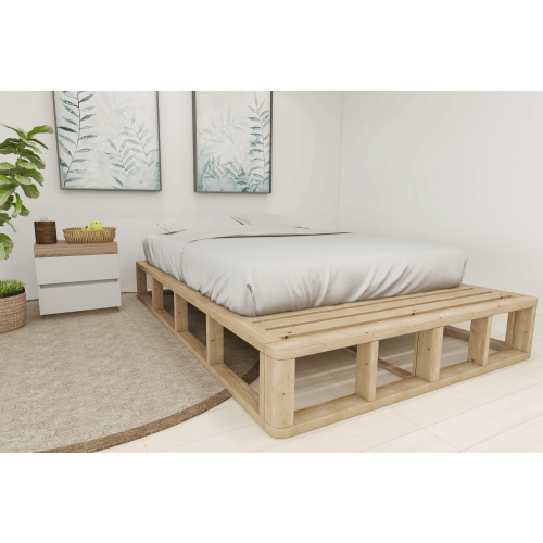 Lifely Coastal Pallet Bed Base Clear Pine Queen 243x163x25 cm Beds Mattresses Urban Sales